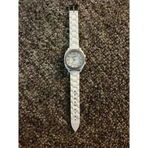 Coach White Silicone Strap Wristwatch with Crystal Accents
